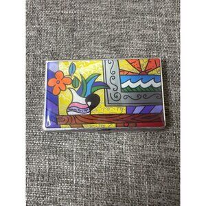 Colorful Artistic Metal Business Card Holder Abstract Compact & Stylish Design